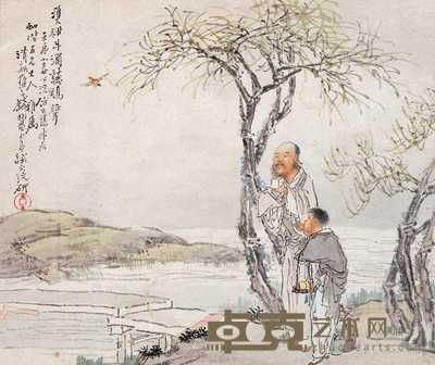 钱慧安 1892年作 双柑斗酒听鹂声 镜心 27×22.5cm